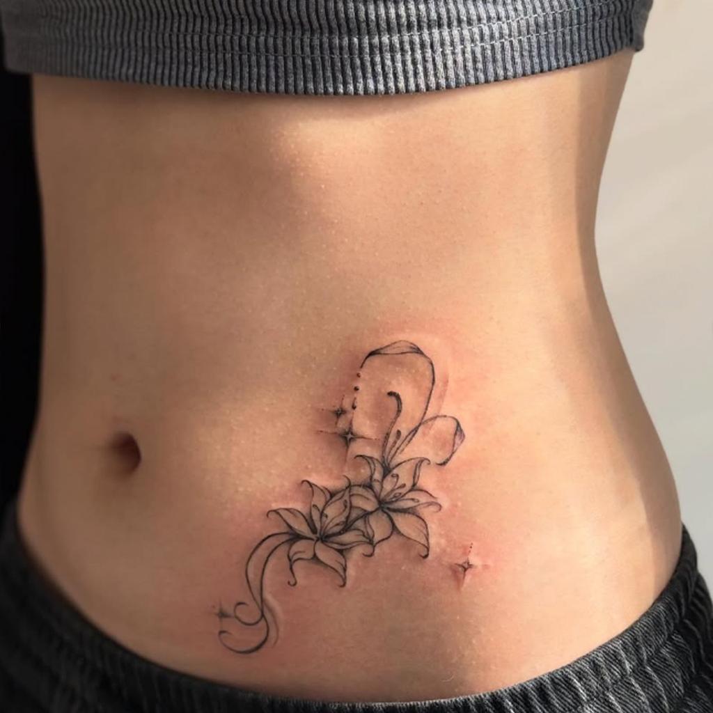 Plain Flower Tattoo Sticker, Waterproof And Long-Lasting, Advanced Sense, Simple And Small, Fresh Waist And Abdomen Tattoo Sticker.