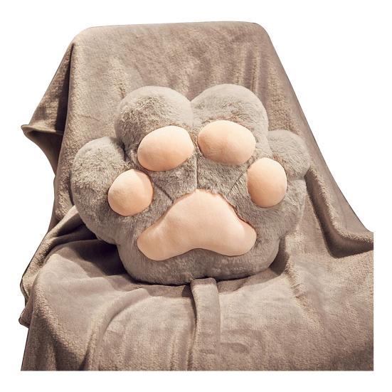 

Подушка-ковдра з котячою лапою 3 в 1, дизайнерські грілки для рук, товсті сірий