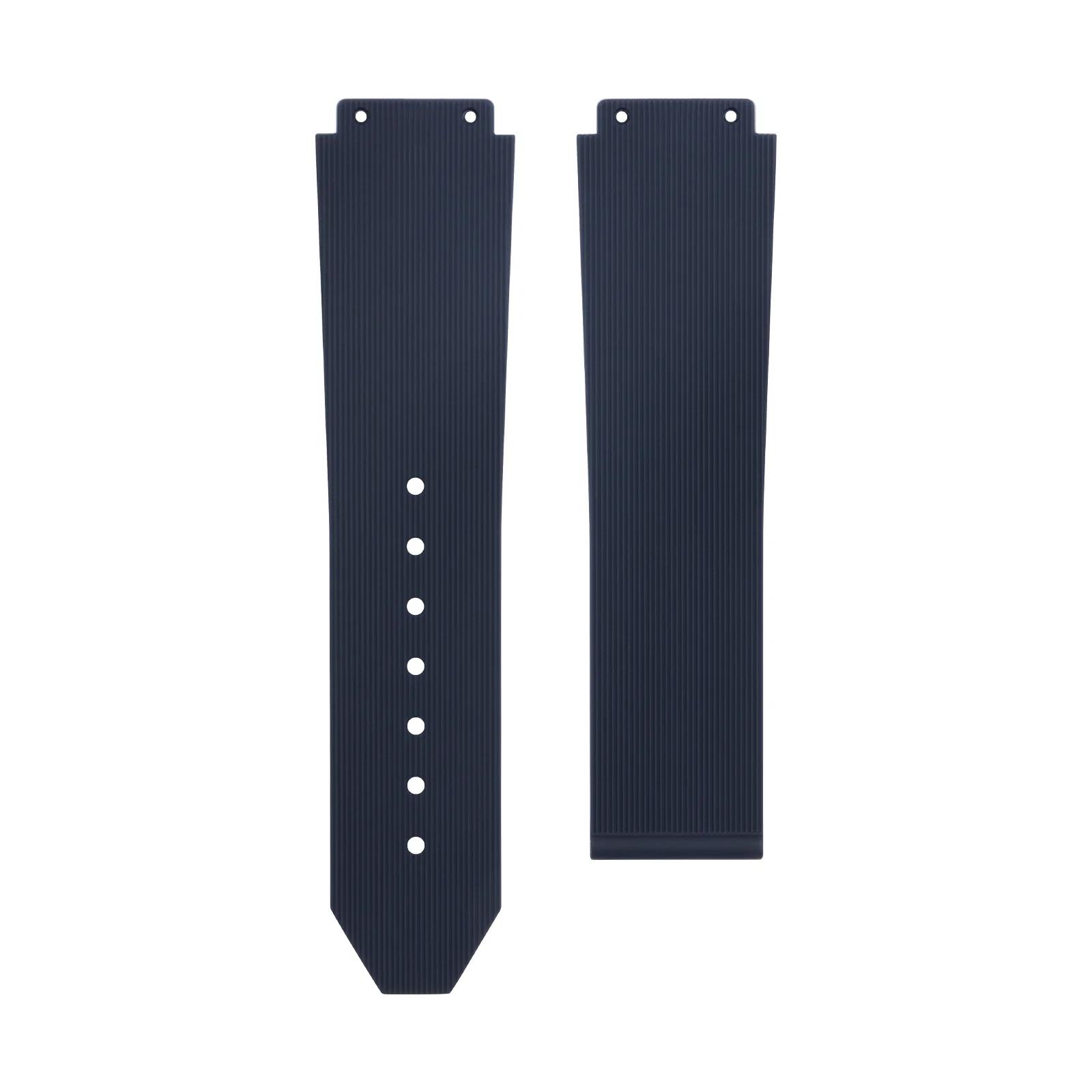 23x18mm Naturkautschuk und Echtes Leder Armband Für Hublot Riemen Uhrenarmband Metalleinlage 42mm Fusion Serie Zubehör 23X20mm&Silver Buckle black