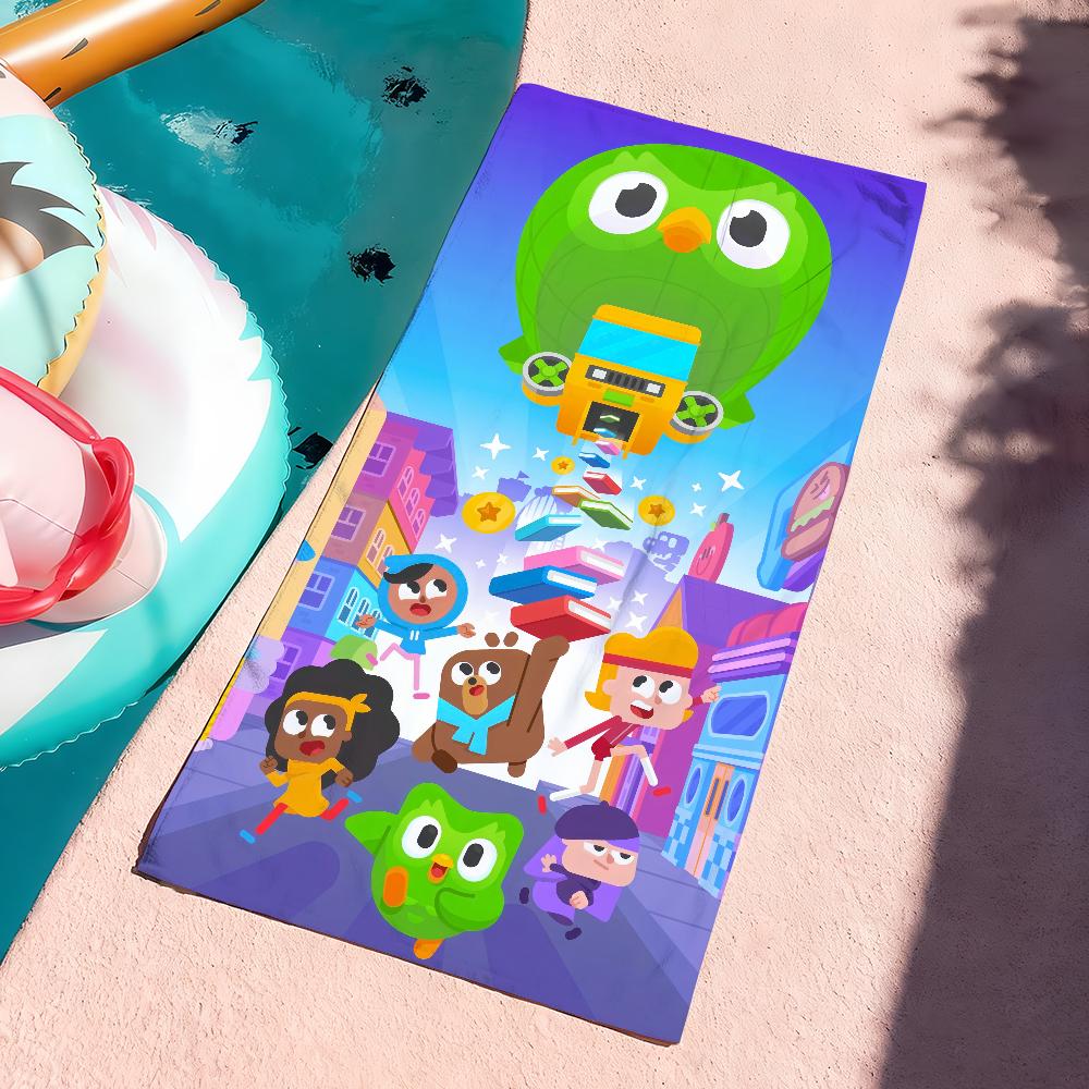 Asciugamano D-Duolingo-Study Cartone Animato Carino Morbido Regalo Piscina Per Viaggio Palestra Doccia Campeggio Asciugatura Rapida Sportivo Grandi Asciugamani da Spiaggia