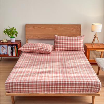 Luxury Check Style 100% Cotton Bed Sheet Fitted Sheet With Elastic Mattress Cover Couple Bed Linen Bedding Queen King Size