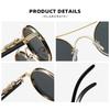 Vintage Metal Round Sunglasses Men Luxury Gold Leopard Wooden Frame Stylish Outdoor Women Trendy Oval Shades Oculos de sol