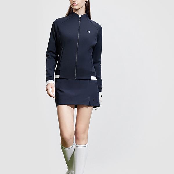 FILA Golf Series Retro Sports Stand Collar Letter Print Knitted Jacket Women Jacket Legendary-Blue A11W415503F-NV