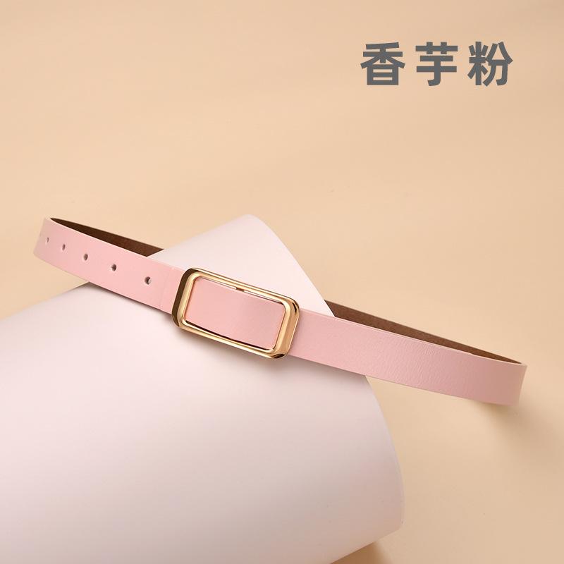 New Women'S Round Buckle Hollow Belt Jeans Decorative Belt Waist Seal Versatile Genuine Cowhide Women'S Smooth Buckle Belt