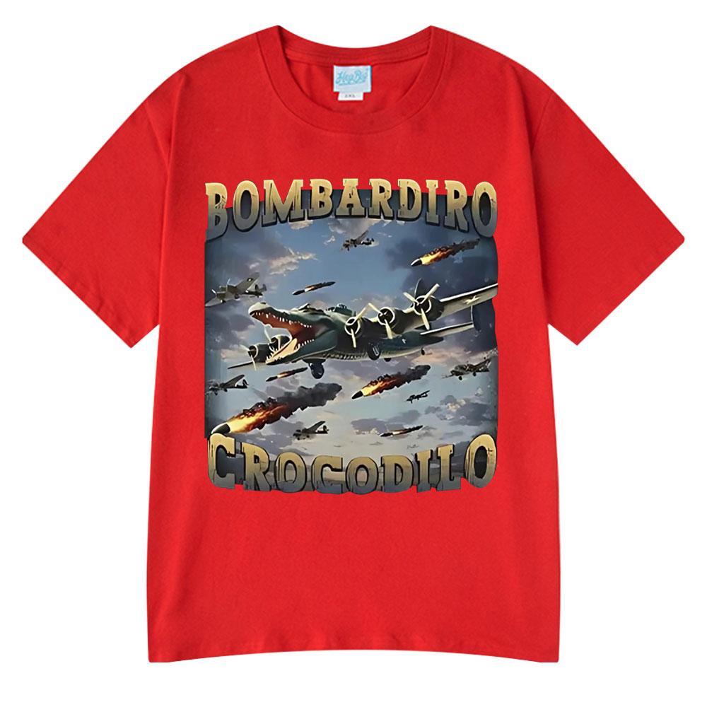 Bombardiro Crocodilo Funny Crocodile Plane Bomber Graphic T-shirt Men Women Casual Cotton Short Sleeve T Shirts Comfort T-shirts