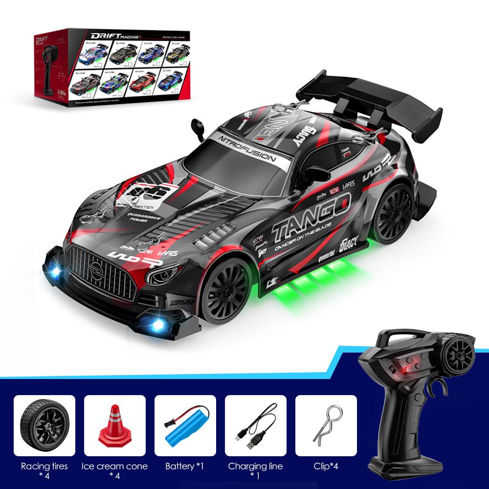 2026 Portable 2.4G Wireless 4-wheel Drive Drift RC Car 1:24 Scale with Cool Lights Stepless Speed Kids Remote Control Vehicle Christmas Birthday Gifts