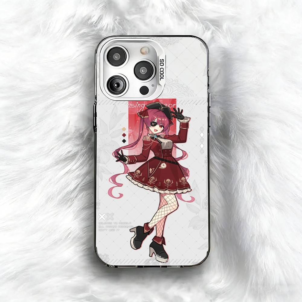 

Houshou Marine Holo Pronted Phone Case For iPhone 16 17 15 14 12 13 Pro Max Black Color Shockproof Cover iPhone16pro
