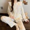 New cartoon lace doll collar cloud cotton long-sleeved pajamas women's spring and autumn winter sweet wind loungewear