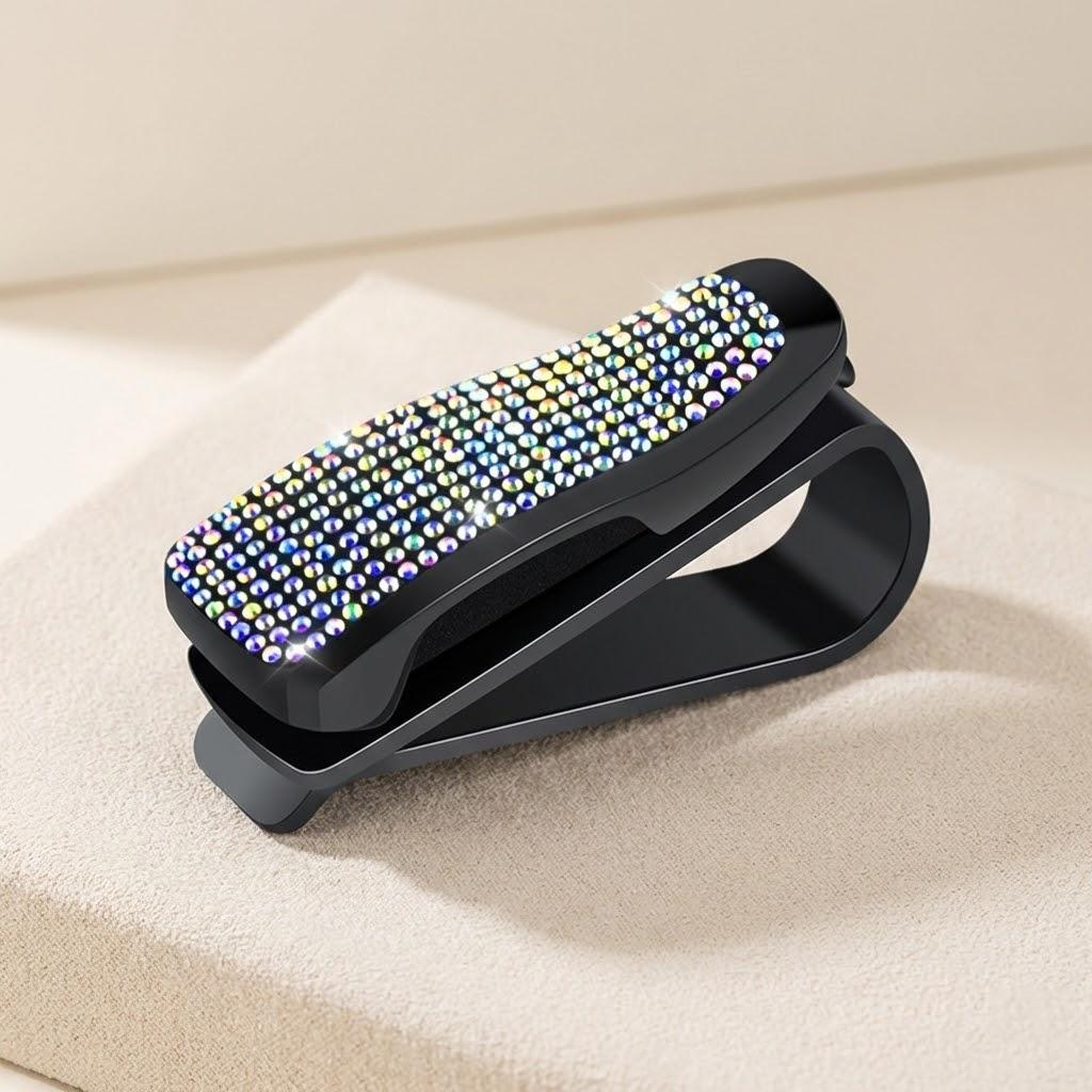 

Car Sun Visor Sunglasses Ticket Card Rhinestone Clip Mini Storage Holder Vehicle Glasses Holder разноцветный