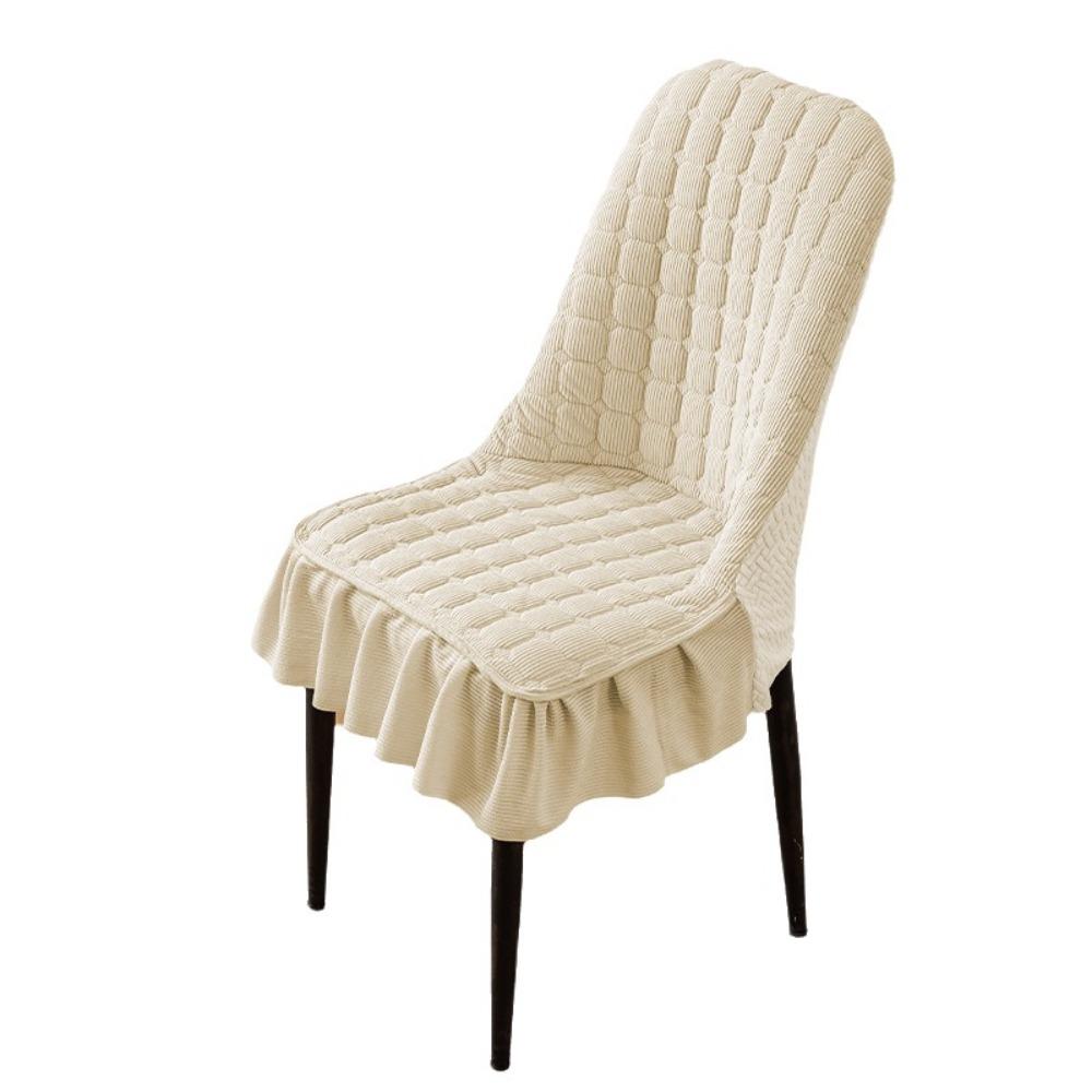 Solid Color Ruffle Skirt Chair Slipcovers Thickened Stretch Chair Covers Hotel
