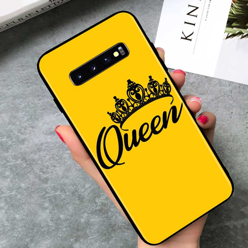 Чехол для телефона King Queen Couples для Samsung Galaxy Note 20 S20 FE Lite Ultra 10 9 8 Pro S10E S10 5G S9 S8 S7 S6 Plus Black