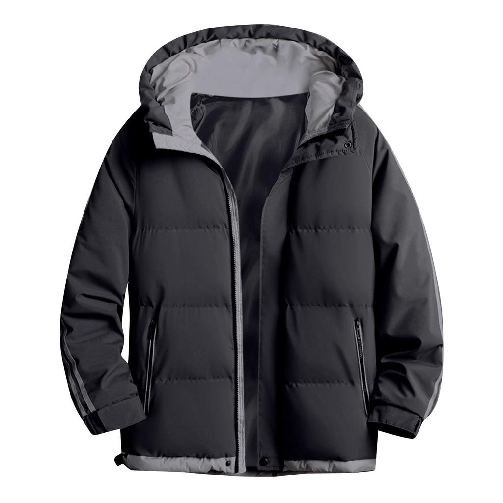 Winter New Loose Color Blocking Thickened Hooded Cotton Jacket Casual Cotton Coat