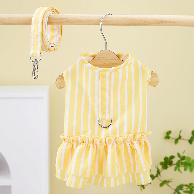 Spring and Summer 2024 New Pet Dog Clothes Vertical Traction Skirt Small and Medium-sized Dog Teddy Dog Clothing Bomei Skirt