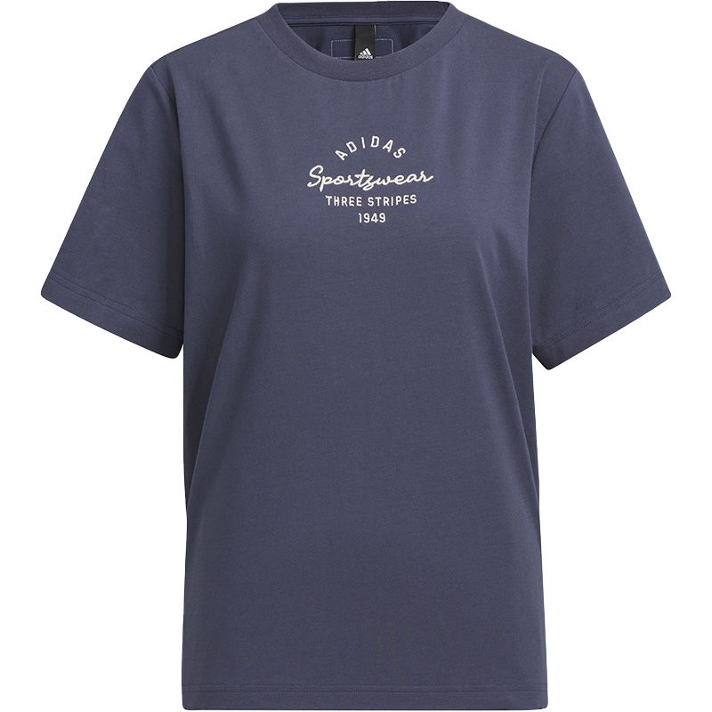 Adidas Sport Training Casual Round Neck Short Sleeve T-Shirt Women Tops Navy IS7404