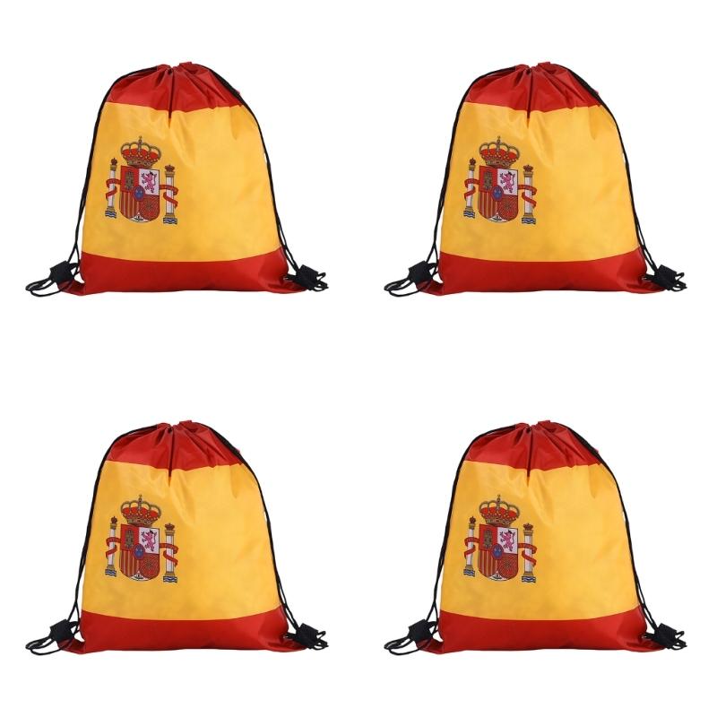Pack Of 4 Durable Polyester Drawstring Bags With Tournament Flags Football Fan Gift For Party Favors And Sports Event