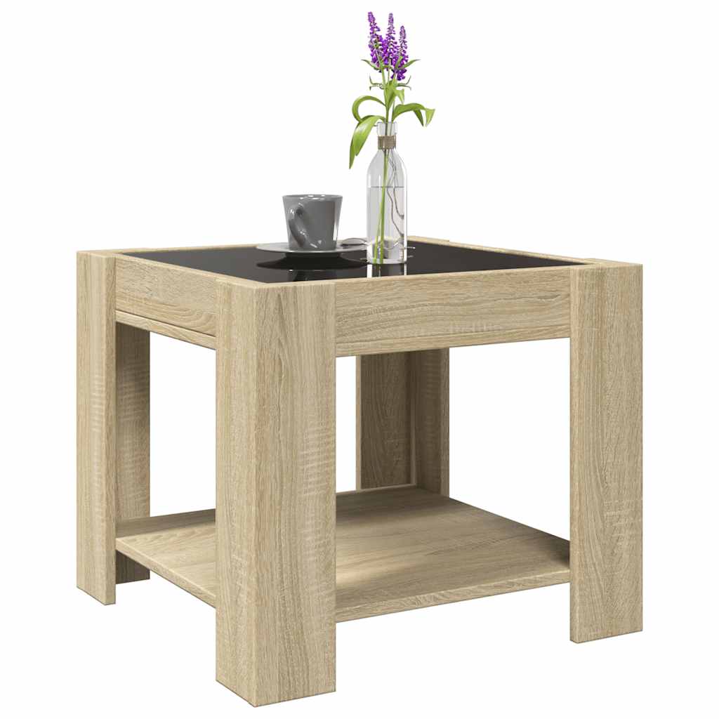 LED Coffee Table Sonoma Oak 53 x 53 x 45 cm Particleboard