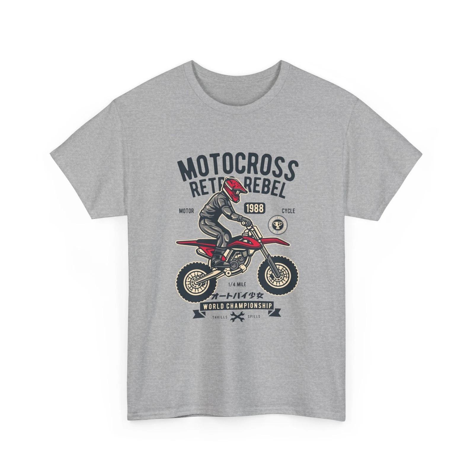 Motocross Retro Rebel Rider Tee | Dirt Bike Graphic Shirt, Biker Cool Style L