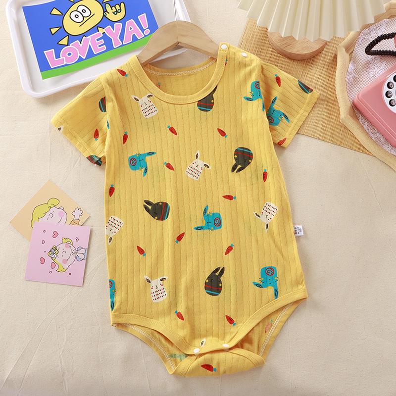 Unisex Baby Cotton Romper: Short-Sleeved, One-Piece for Newborns - Perfect for Spring & Summer