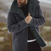 Men Coat Thickened Solid Color Mid-Length Casual Men Lined Winter Jacket for Daily