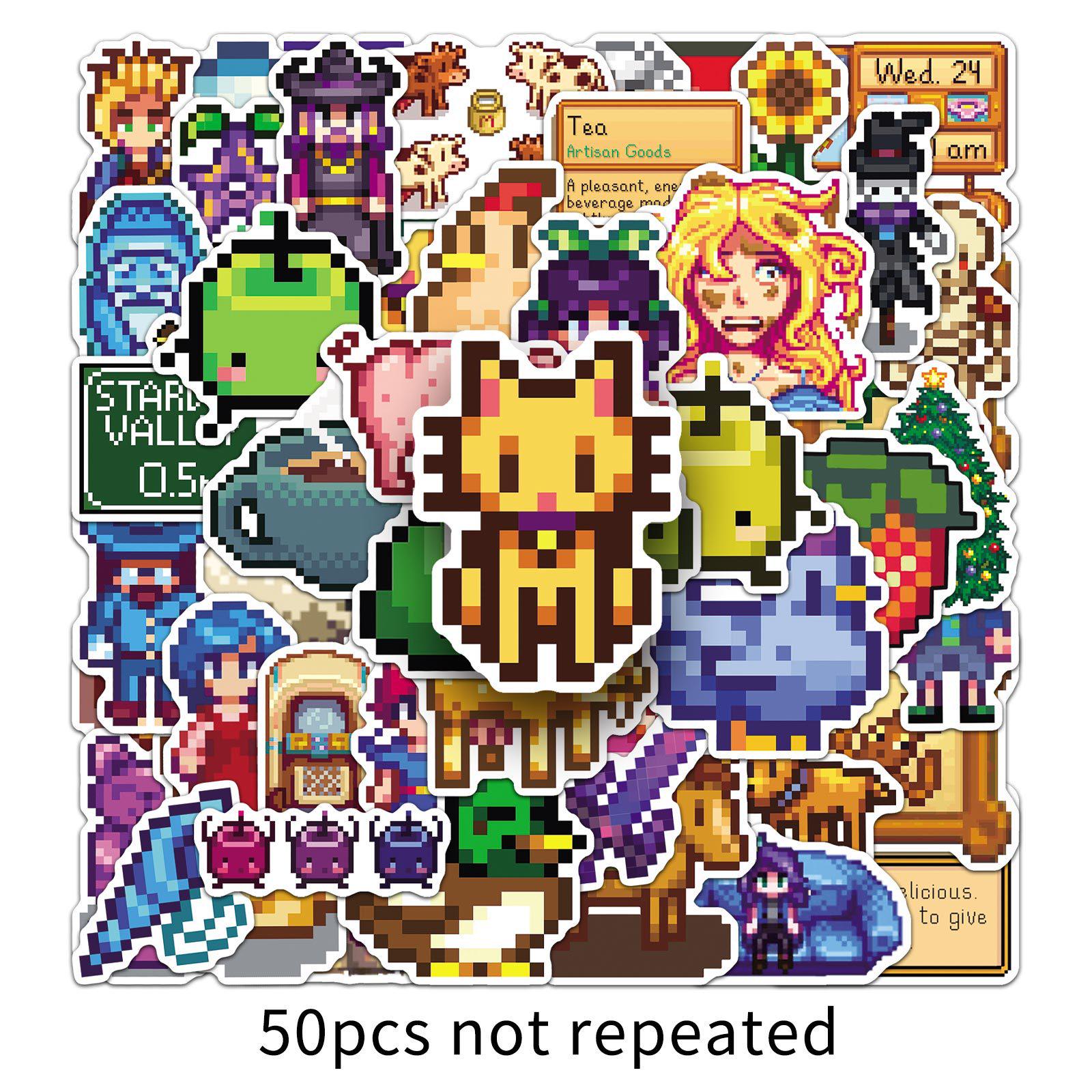 Набор стикеров Stardew Valley: 50 Мультяшных Наклеек для Тетрадей, Чемоданов и Самокатов