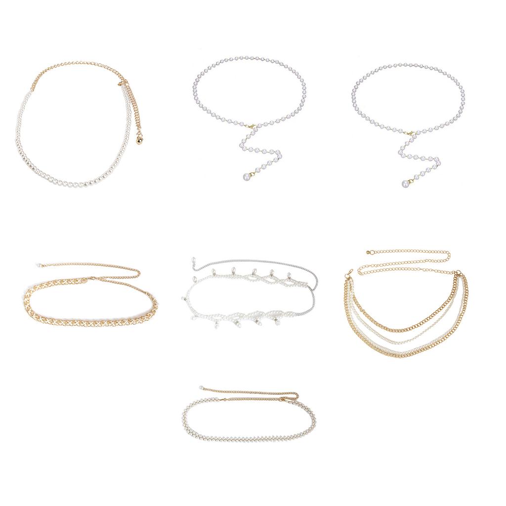 Shimmering Waist Chain for Female Fashion Pearl Wedding Chain Decorative Chain Belt Party Waistband Waist Accessories