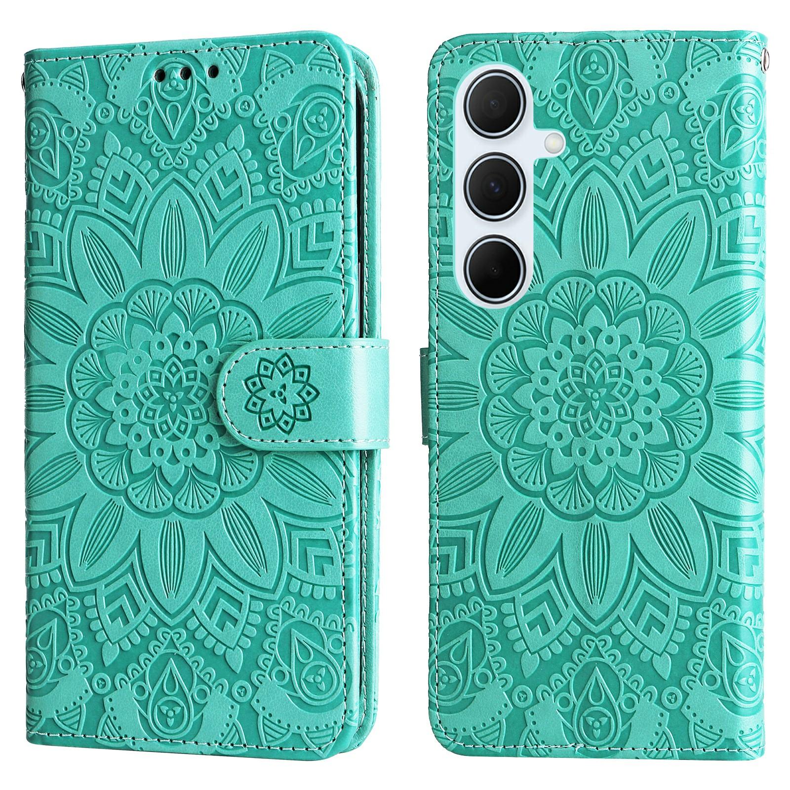 

For Samsung Galaxy A36 5G Case Sunflower Imprint Leather Wallet Phone Cover Green
