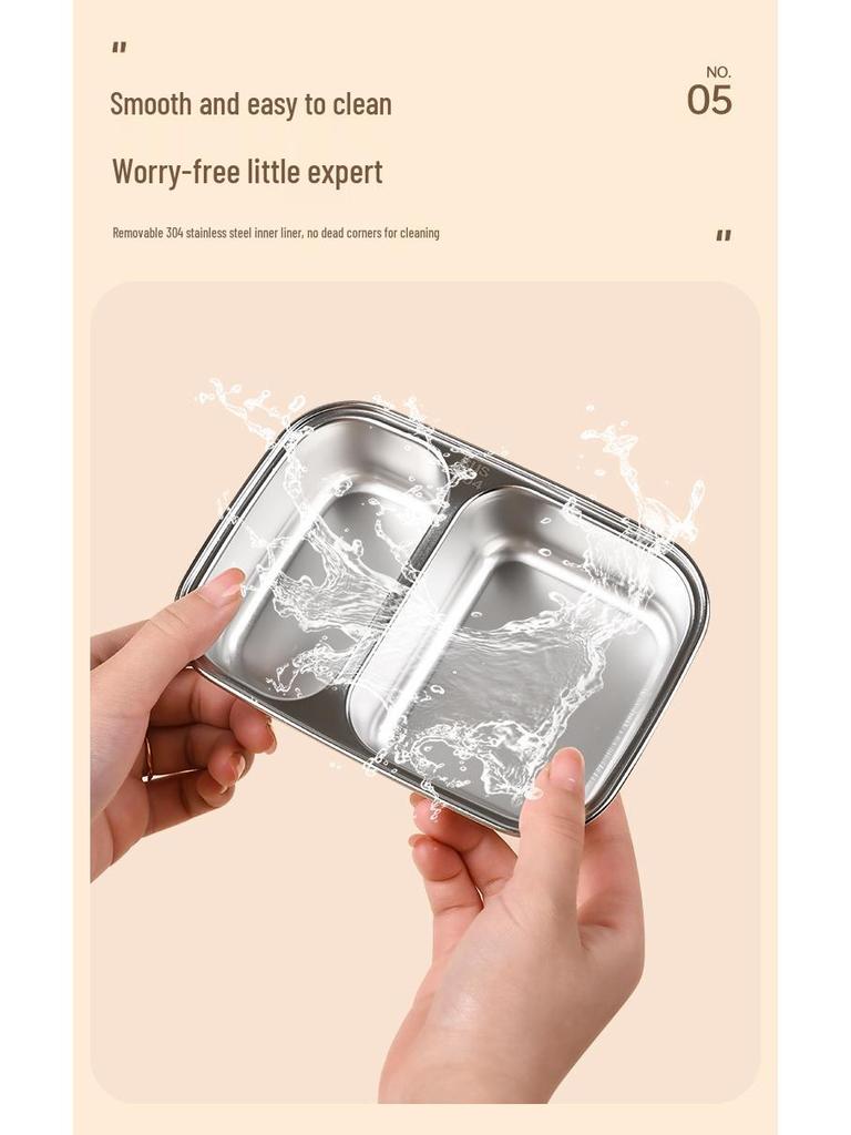 Compact Stainless Steel Bento Box - Cute, Portable, Microwave-Safe, Compartmented Lunch Container for Weight Loss Meals