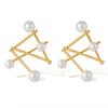 Niche Geometric Design Premium Pearl Gold Electroplated Earrings For Women Daily Wear