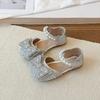 Girls' Leather Shoes  New Rhinestone Single Shoes Fashionable Girls' Bow Princess Shoes Children's Toe Cap Crystal Sandals