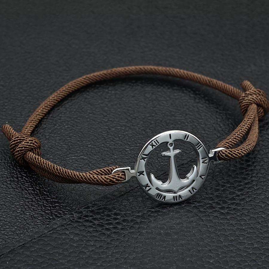 Adjustable Bracelet Easy Woven Wristband 304L 304L Stainless Steel Style Nautical Anchor Bracelet Men'S Beach Vacation Casual Arm Jewelry