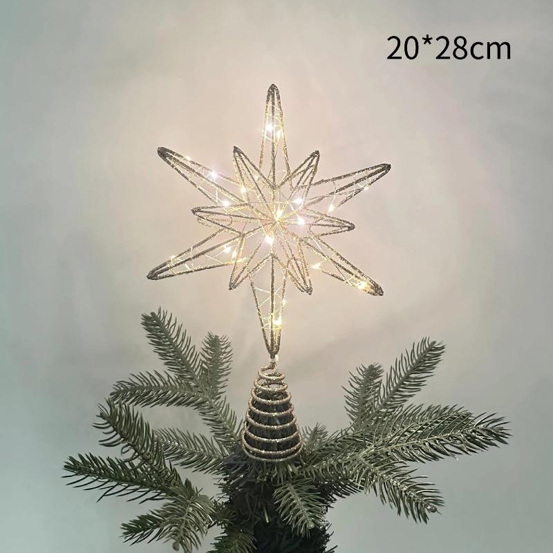 1Pcs Christmas Home Party Decoration Christmas Tree Toppers Star With Led String Lights Ornaments For Festival Party New Year