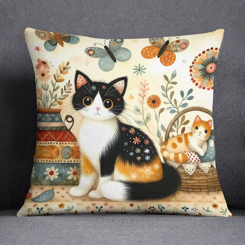 

Мультяшный кот Ке разборка и стирка наволочки для офисной подушки, диванной подушки, квадратной наволочки для гостиной и спальни 40x40cm 16x16in