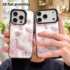 Phone Case: 2D Flat Design Suitable for iPhone 18 17 16 15 14 13Pro In Color Silver Protective Case, Couple Style, Puffy Pink Stars, Christmas and Hal