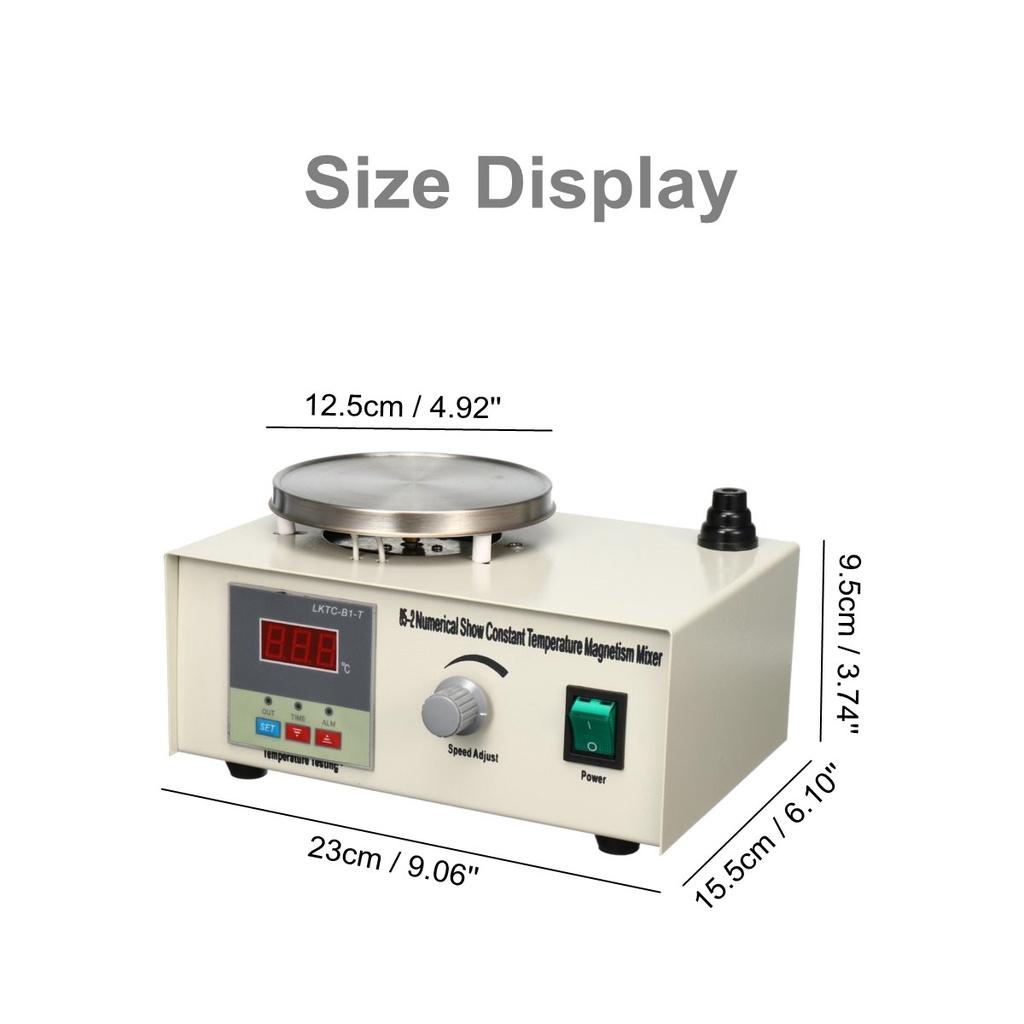 220V Lab Heating Dual Control Mixer Magnetic Stirrer Hot Plate Magnetic Stirrer No Noise LED Temperature Display US Plug