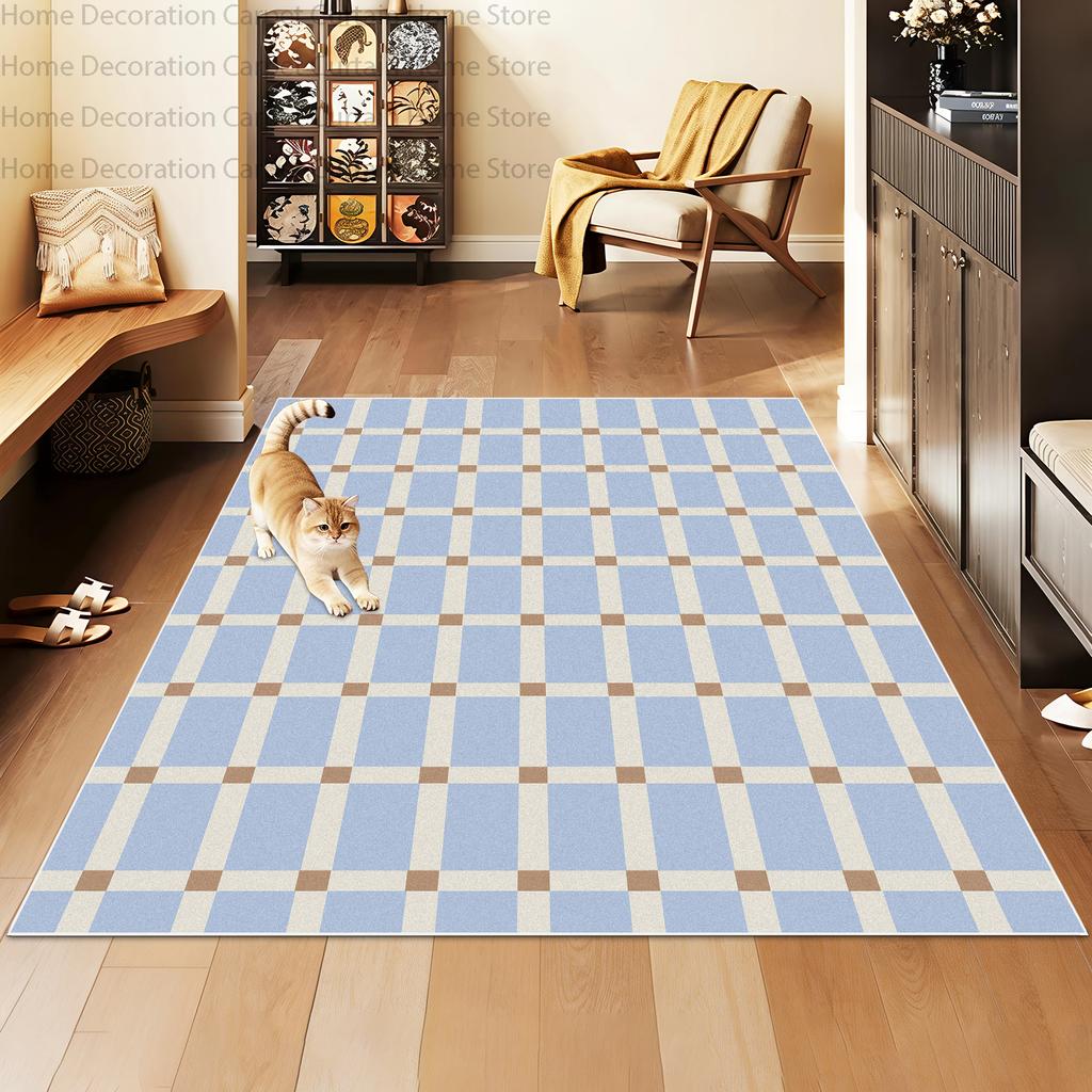 Nordic Multicolor Checkered Geometric Entryway Carpet for Living Room Decor Coffee Rug Non-slip Washable Lint-free Pet Floor Mat