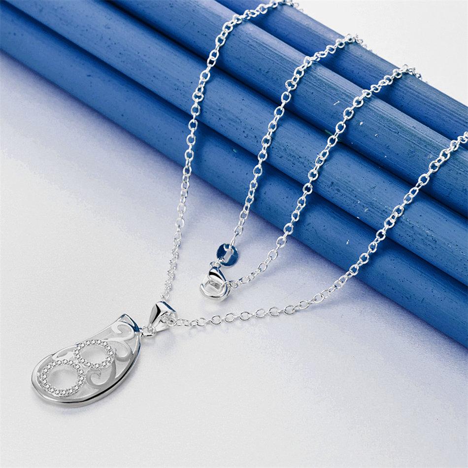 925 Sterling Silver 16-30 Inch Exquisite Water Droplet Hollow Pendant Necklace, Women's Wedding Fashion Gift Accessory Jewelry