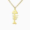 Unisex Fish Bone Pendant Necklace with Stainless Steel Earrings – Stylish and Simple for Everyday Wear