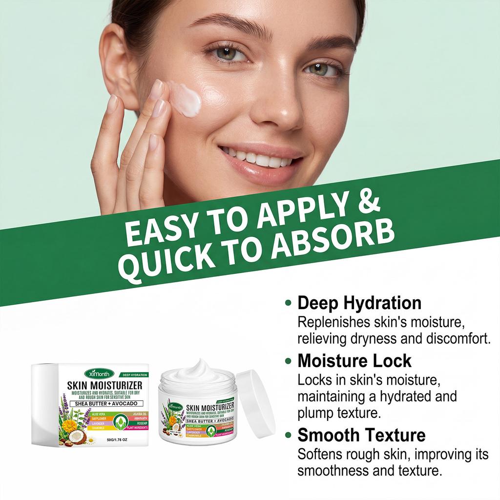 XIMONTH Face Moisturizer Cream Daily Gentle Hydration Softening Smooth Skin Lightweight Fast Absorbing 50ml