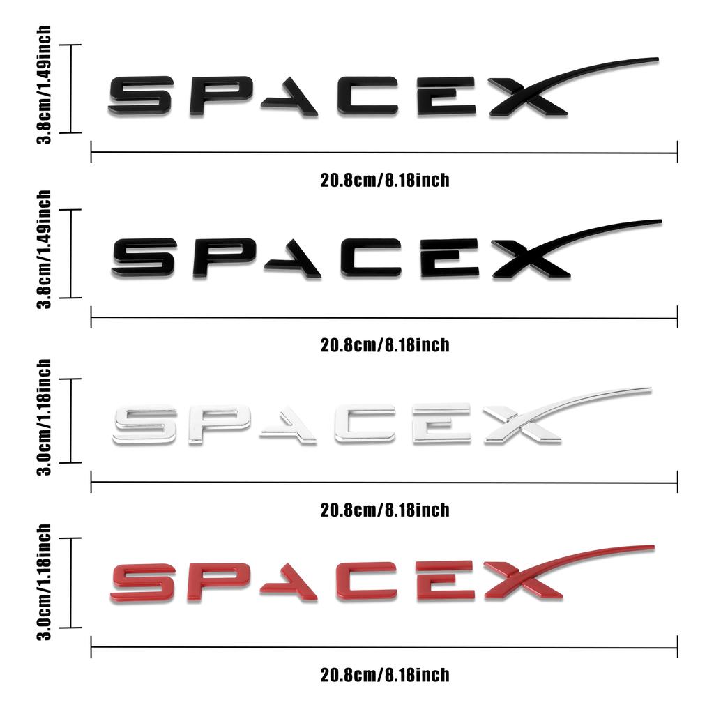 DHKOR1 3D ABS SpaceX Letters Logo Car Decals Sticker Auto Rear Trunk Decoration Accessories for Tesla Coil WYE K80 Cybertruck Juguete