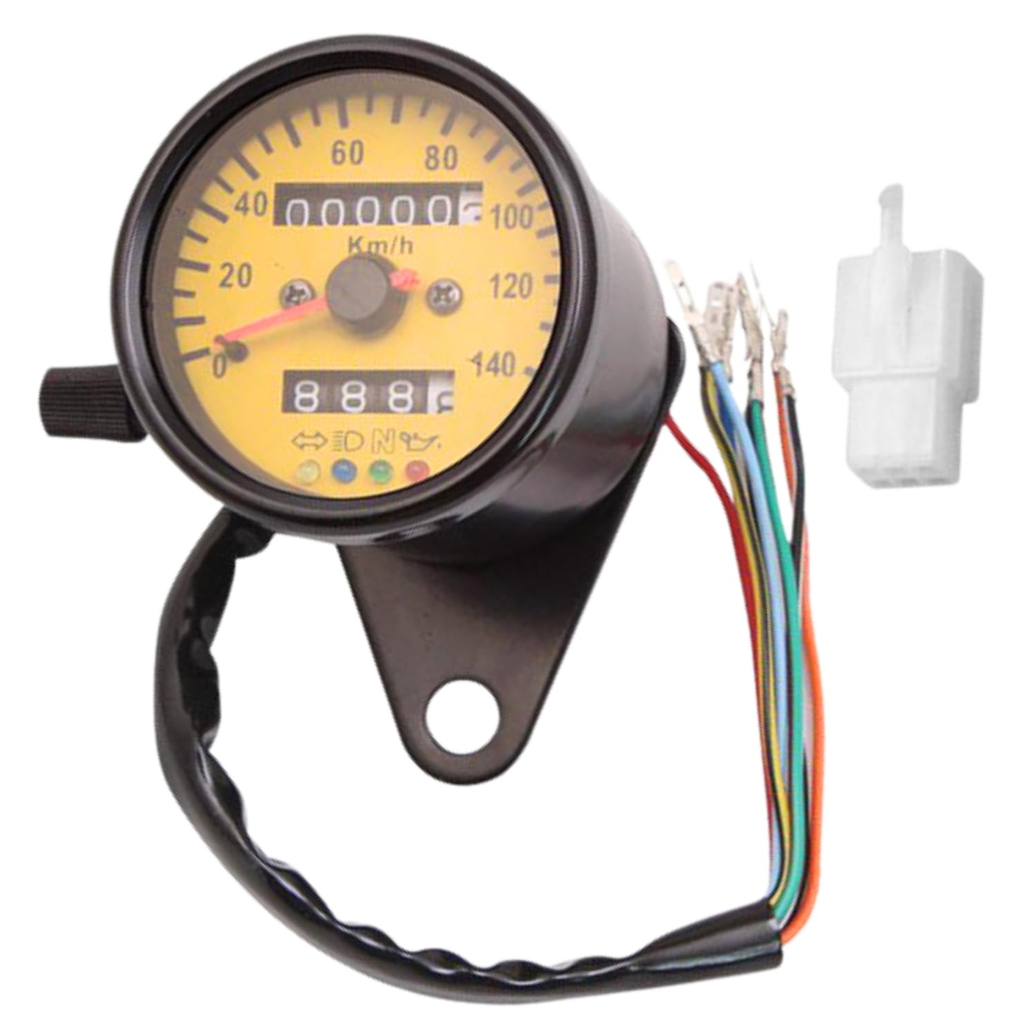 

RiNan. Motorcycle Speedometer Mechanical LED 140 km Universal Black x Yellow жёлтый