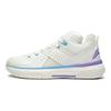 Li Ning All City 5 Antislip Slijtvaste Mid-Top Basketbalschoenen Heren Basketbalschoenen Wit Blauw Paars ABAS105-4