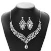 Creative New Exaggerated Crystal Necklace Earrings Bridal Wedding Jewelry Set