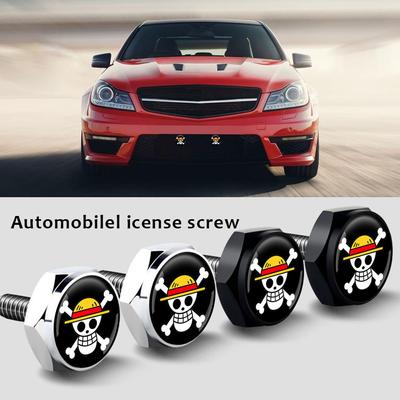 4Pcs DIY Anime Sticker Metal Screws License Plate Bolts Universal Car Licence Plate Motorcycle Accessories