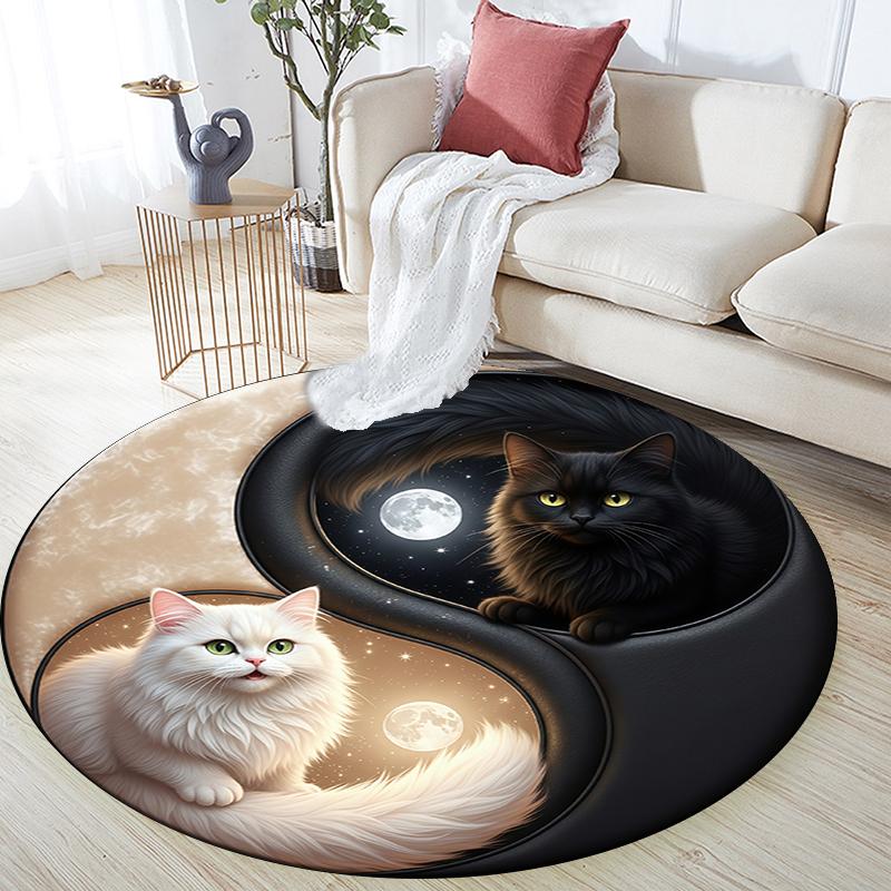 Cartoon Print Round Area Rug,Carpet Rug for Living Room Bedroom Sofa Playroom Decor,Non-slip Floor Mat