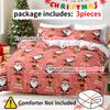 3pcs/set Christmas Reindeer Snowman Bedding Set Includes 1 Duvet Cover And 2 Pillowcases Soft And Skin-Friendly