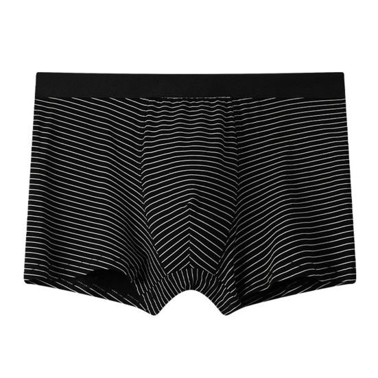 Men Boxers Soft Breathable U Convex Striped Print Mid Waist Stretchy Moisture-wicking Elastic Waist Quick Dry Anti-septic Men Underpants Underwear