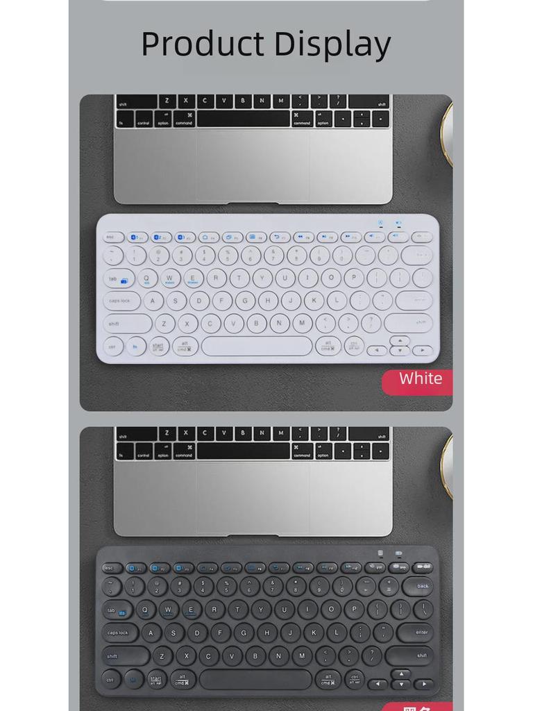 Wireless Bluetooth Keyboard for Tablets, Phones, Notebooks, and Desktops - Portable and Compact for Home or Office.