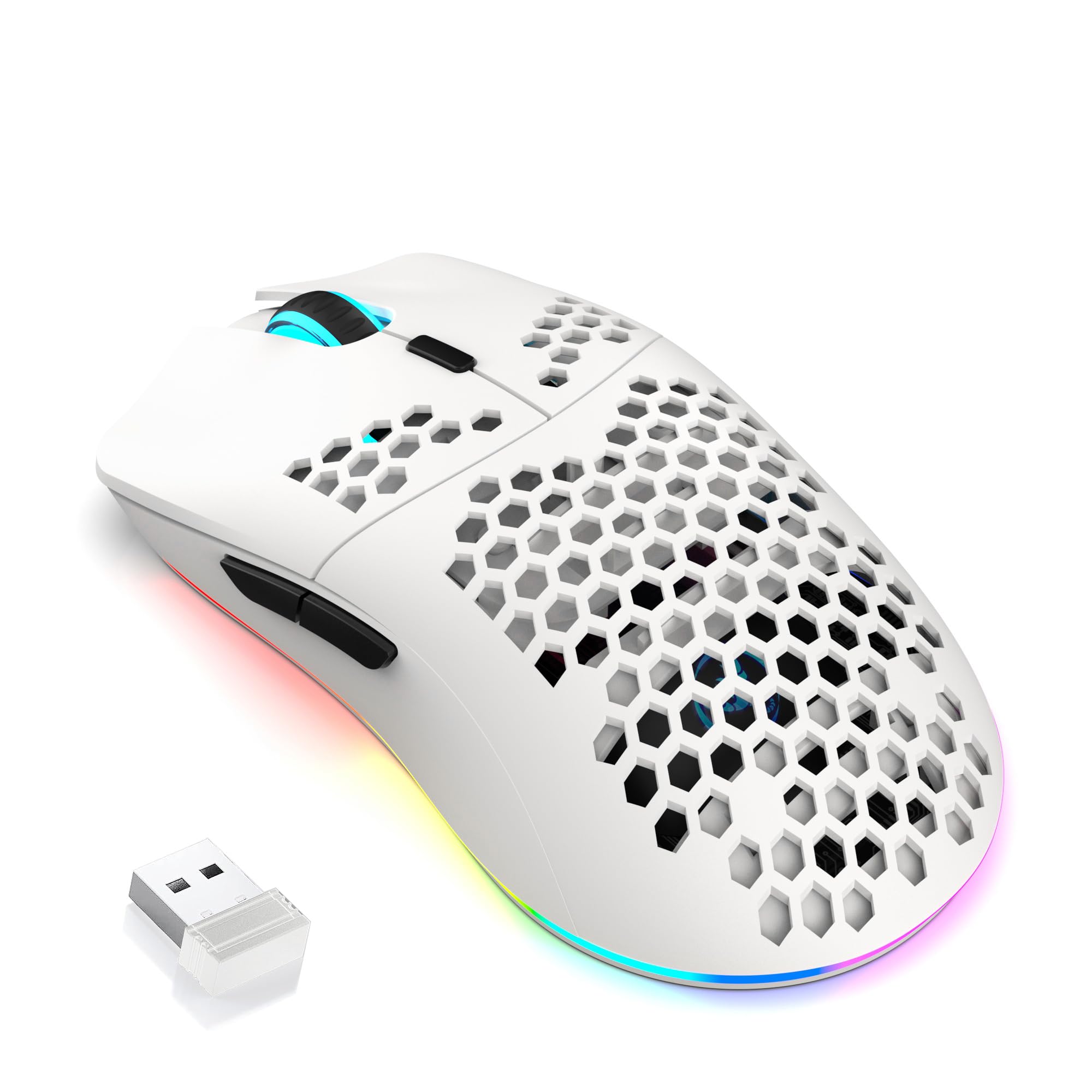 

ZIYOU LANG T66 Wireless Gaming 1000Hz Report RGB DPI White Mouse, Rate, Illumination, 5-Level Adjustment, 90g, білий
