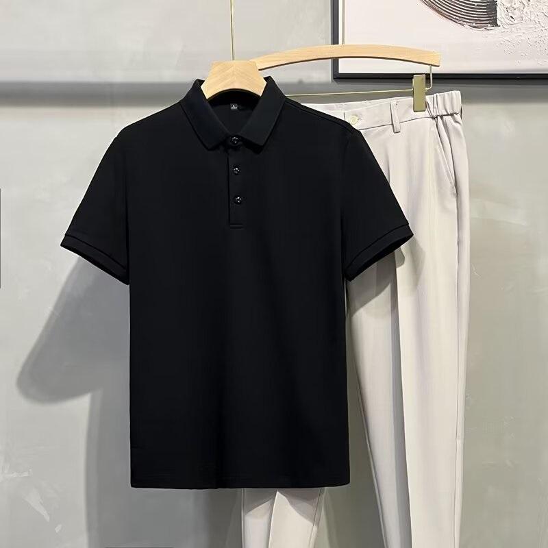 Men's Polo Shirt Summer New Short Sleeve Solid Color Turn-down Collar Casual Slim Fit Tops