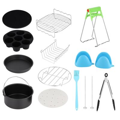 7in Universal 12pcs Hot Air Fryer Kits with Cake Cup Cake Basket Accessories